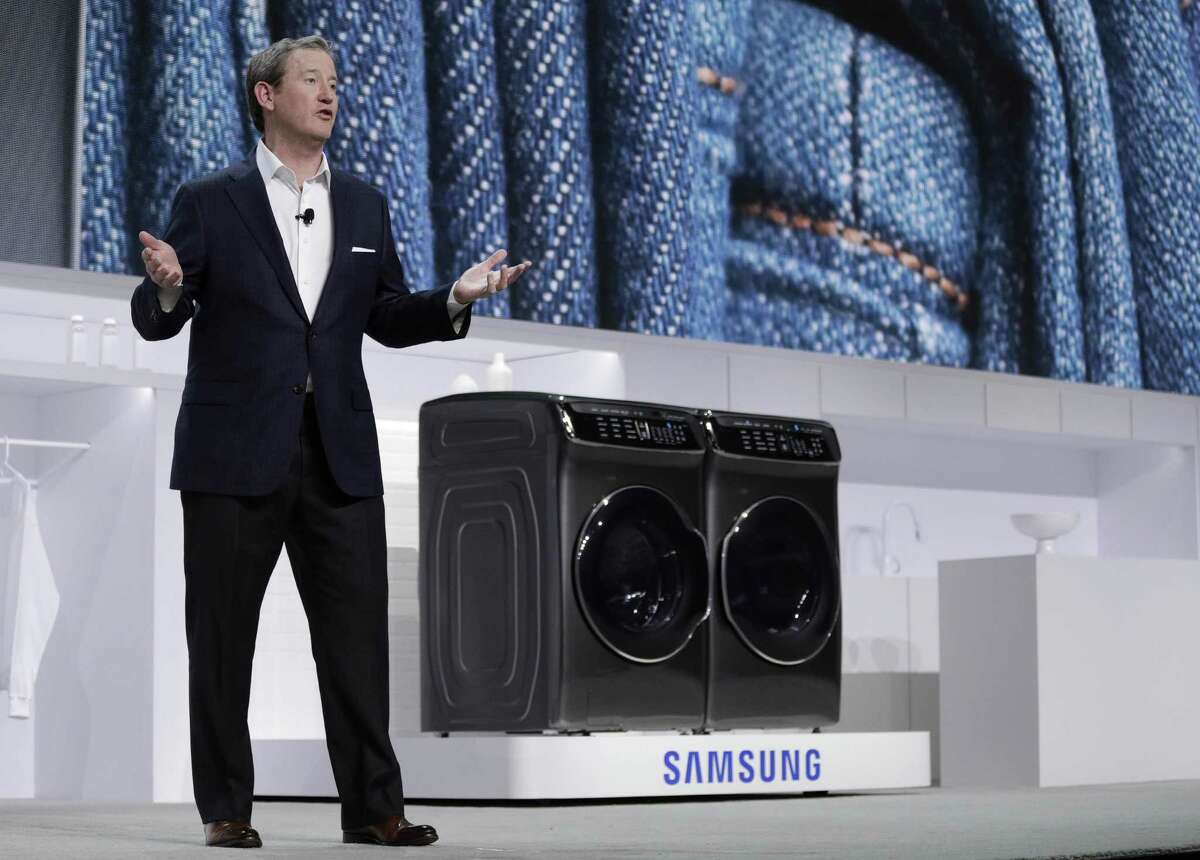 John Herrington, senior vice president of Samsung Electronics America, unveils the FlexWash and FlexDry. The popularity and capabilities of voice-enabled products such as the Echo continue to grow as consumers are apparently willing to trade a certain amount of privacy for convenience.