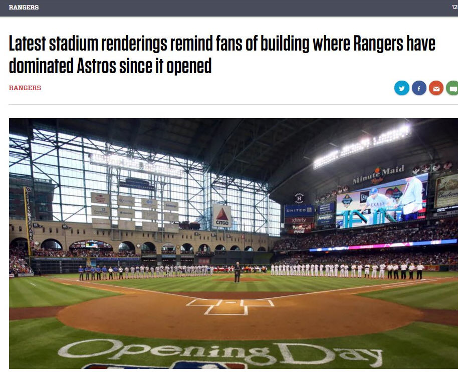 Renderings of Rangers new stadium sure look like Astros' Minute