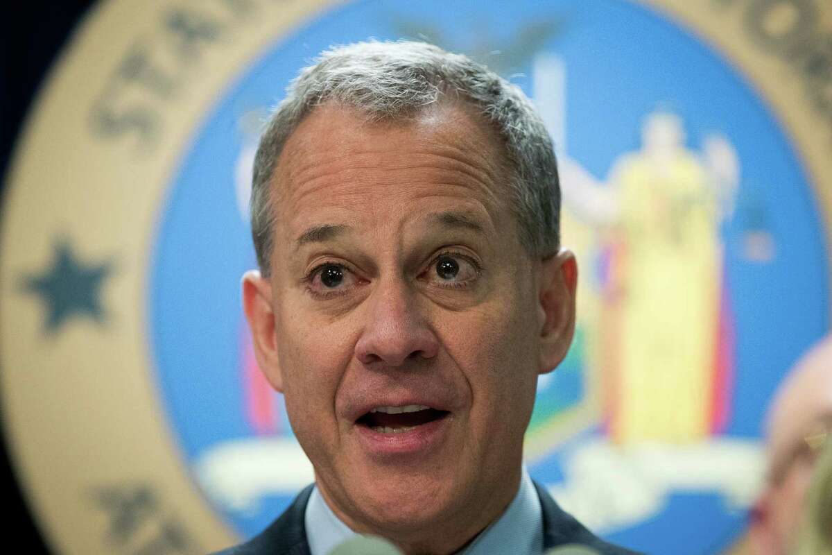 NEW YORK, NEW YORK - SEPTEMBER 23: New York Attorney General Eric Schneiderman speaks during a press conference regarding a major drug bust, at the office of the New York Attorney General, September 23, 2016 in New York City. Scheiderman's office announced Friday that authorities in New York state have made a record drug bust, seizing 33 kilograms of heroin and 2 kilograms of fentanyl. According to the attorney general's office, it is the largest seizure in the 46 year history of New York's Organized Crime Task Force. Twenty-five peopole living in New York, Massachusetts, Pennsylvania, Arizona and New Jersey have been indicted in connection with the case. (Photo by Drew Angerer/Getty Images) ORG XMIT: 672109753