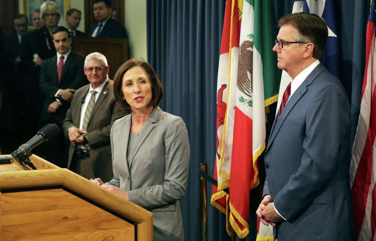 Lt. Governor Dan Patrick announces legislation by Senator Lois Kolkhorst (R-Brenham) concerning bathroom access rules in Texas on January 5, 2016.
