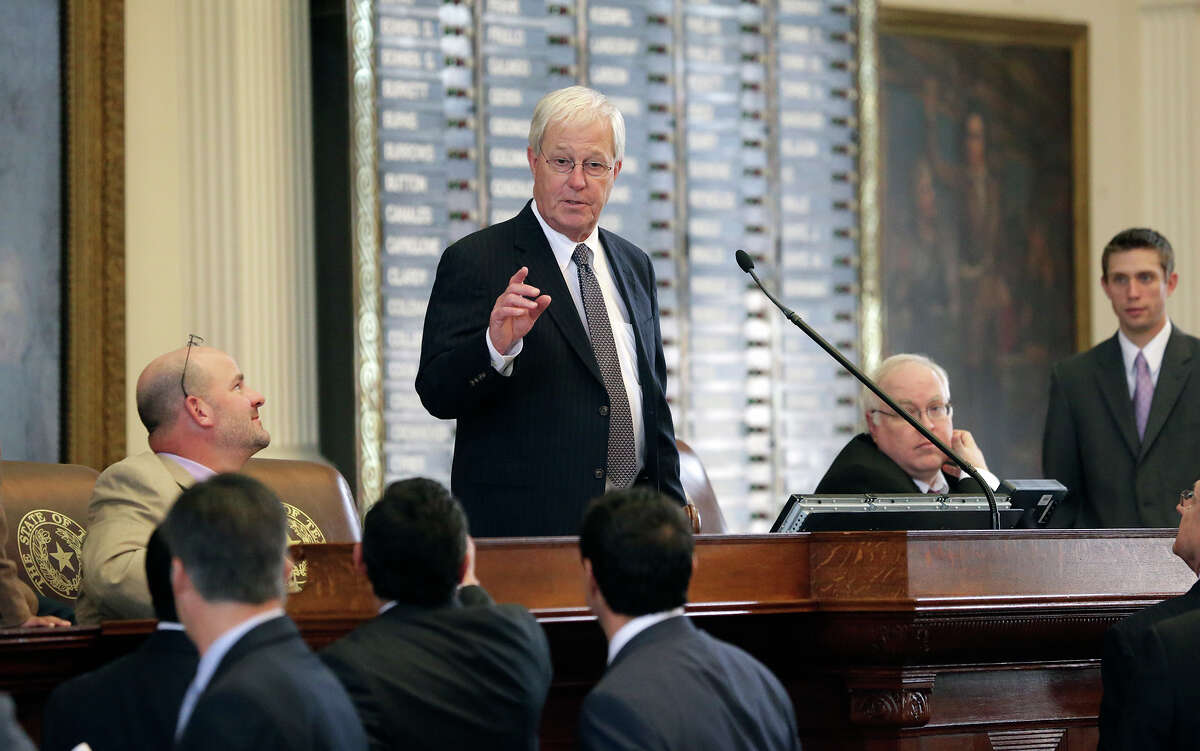 Representative Charlie Geren (R- Fort Worth) stands in as speaker as the House of Representatives works on last minute legislation in Austin on May 14, 2015.