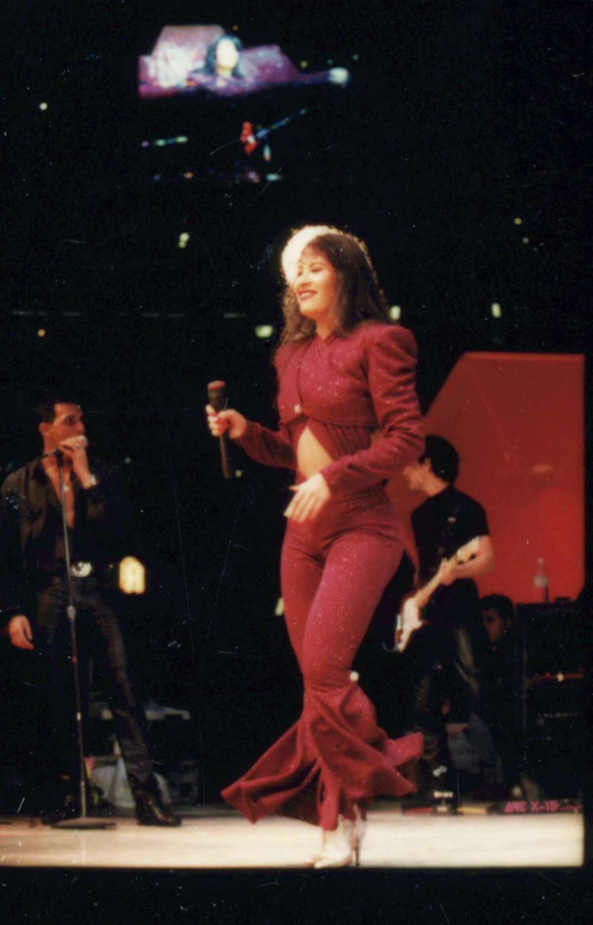 02/26/1995 - Tejano singer Selena performs at the Astrodome during the Houston Livestock Show and Rodeo. Selena Quintanilla Perez.