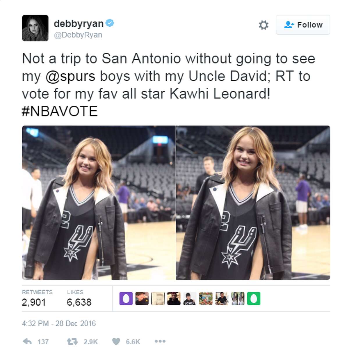 Disney channel star Debby Ryan is not a native Texan, but she loves her Spurs nonetheless. 