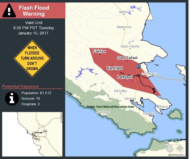 Flash-flood warning in Marin County as Corte Madera Creek rises