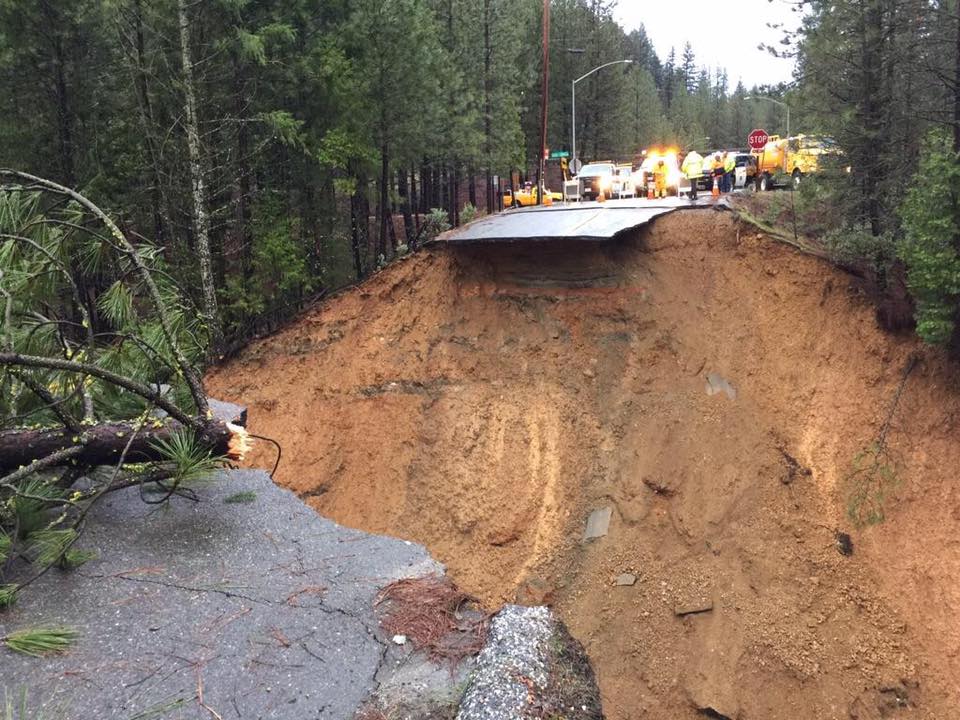 Storms wipe away chunk of road near I 80 in Placer County leaving