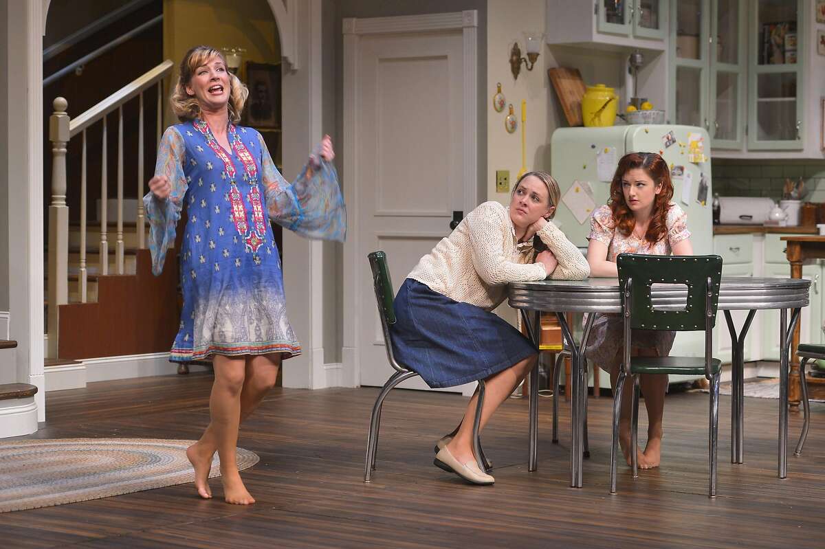 From left: Meg (Sarah Moser) gets a reaction from her sisters Lenny (Therese Plaehn) and Babe (Lizzie O'Hara) in TheatreWorks' "Crimes of the Heart."