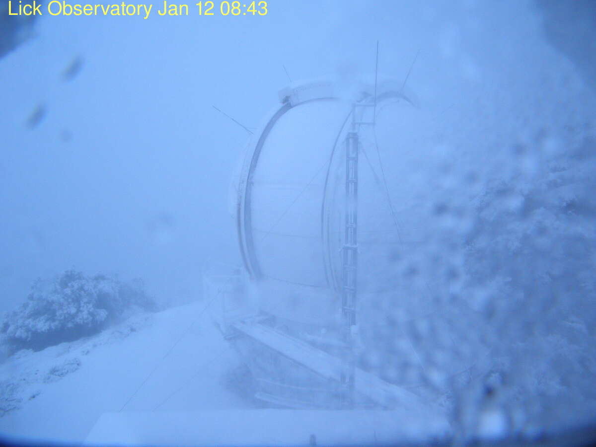 Snow fell on the Lick Observatory on Mt. Hamilton early Thursday morning, January 12, 2017.  
