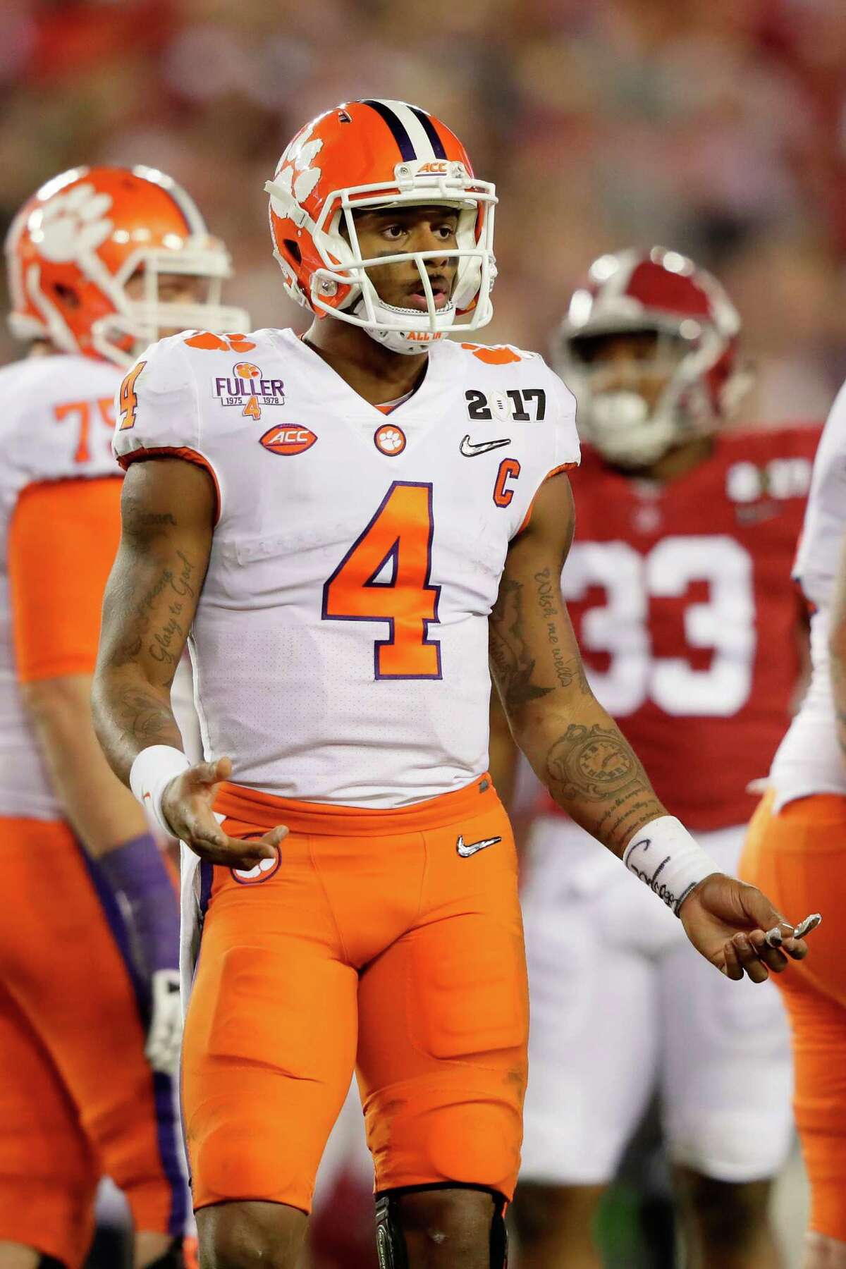 Deshaun Watson #4 Clemson Tigers National Championship Football Jersey -  Orange