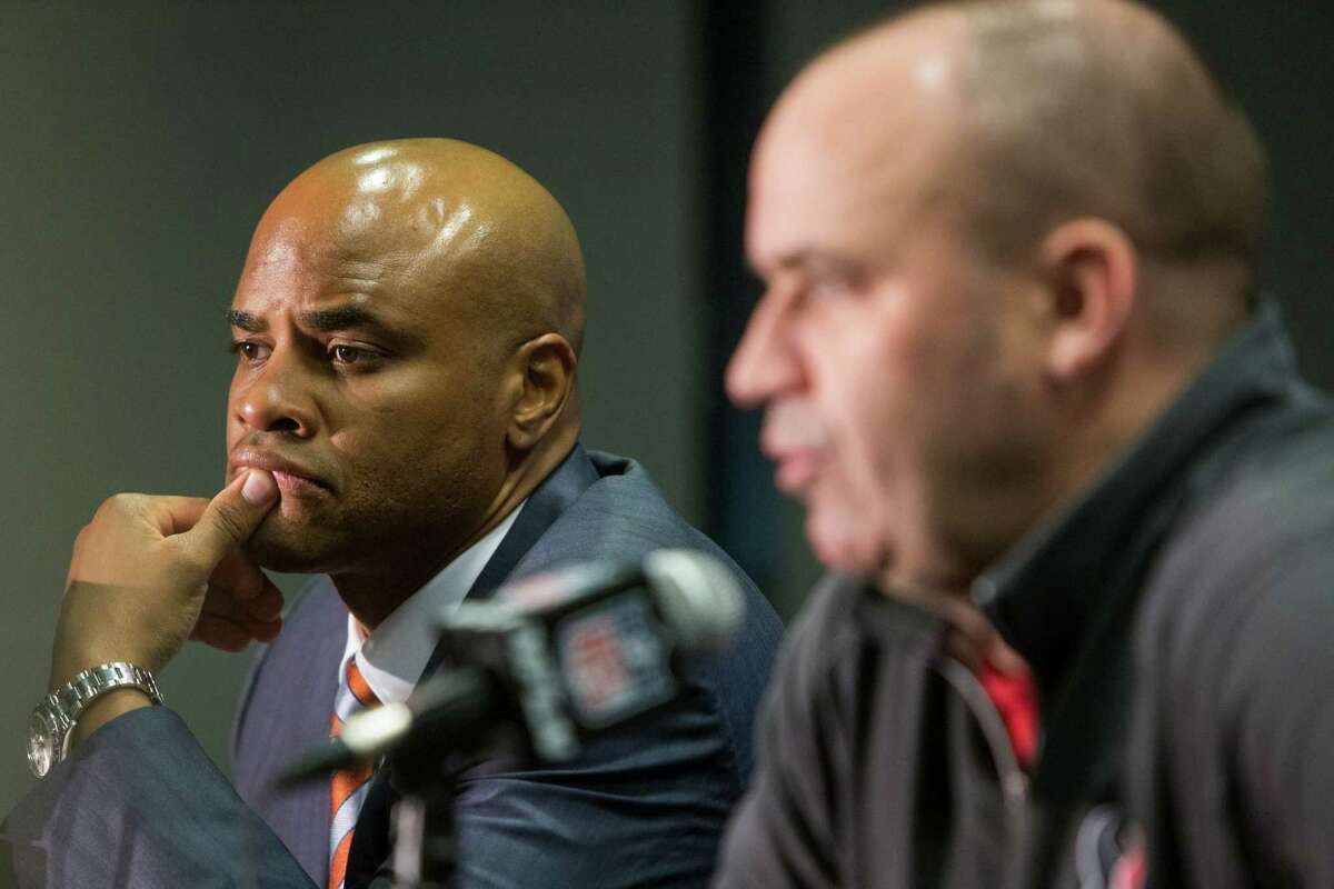 Texans general manager Rick Smith, left, and coach Bill O'Brien have been paired since the latter's hiring following the 2013 season. Smith, on the job since 2006, received a four-year contract extension last summer, which would indicate he's not going anywhere.