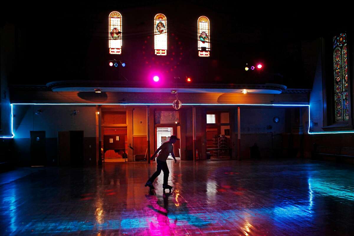 A lone skater warms up at the beginning of disco night at the Church of 8 Wheels on Fillmore Street on March 19, 2014 in San Francisco, Calif. The Church of 8 Wheels is the brainchild of David Miles, Jr. and features roller skating several nights a week in a disused church at 554 Fillmore Street.