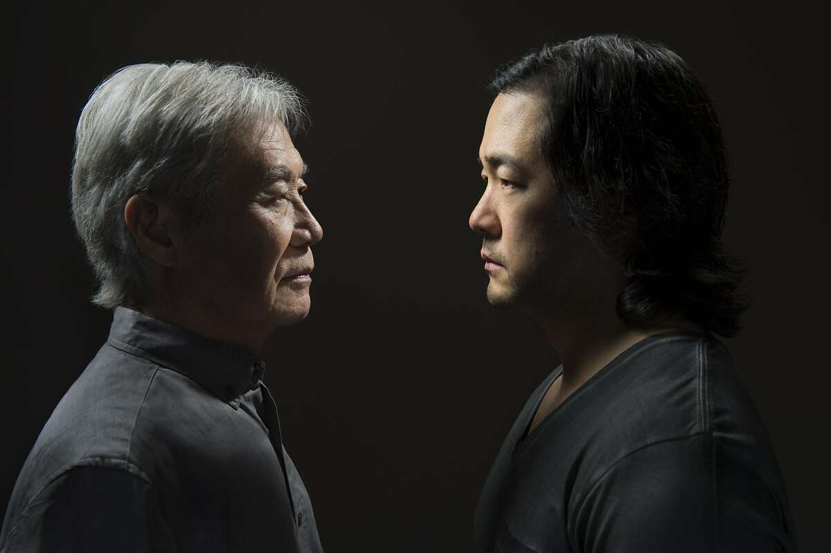 Broadway veteran Sab Shimono ("Mame," "Pacific Overtures"), left, plays a father in his final days and Tim Kang is his son in the world premiere of Juia Cho's "Aubergine," a Berkeley Repertory Theatre production in the newly renamed and refurbished Peet's Theatre running through March 20. Photo: Courtesy of kevinberne.com