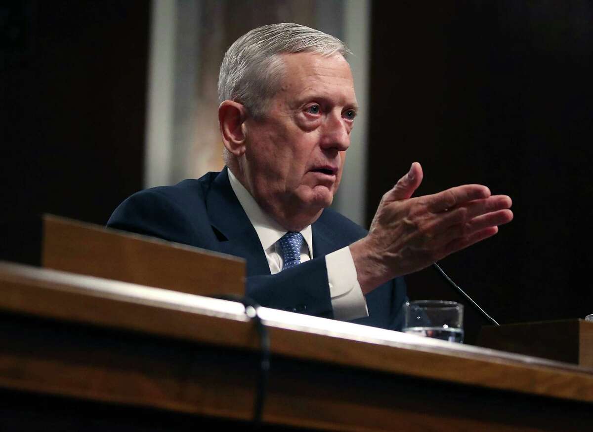 WASHINGTON, DC - JANUARY 12: Defense Secretary nominee, retired Marine Corps Gen. James Mattis speaks during his Senate Armed Services Committee confirmation hearing on Capitol Hill, on January 12, 2017 in Washington, DC. Gen. Mattis will need a waiver from Congress to bypass a law prohibiting recently retired military officers from serving as Defense secretary. (Photo by Mark Wilson/Getty Images) ORG XMIT: 692466897