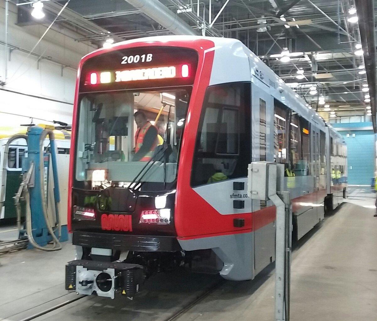 First in fleet of new Muni Metro car arrives in San Francisco