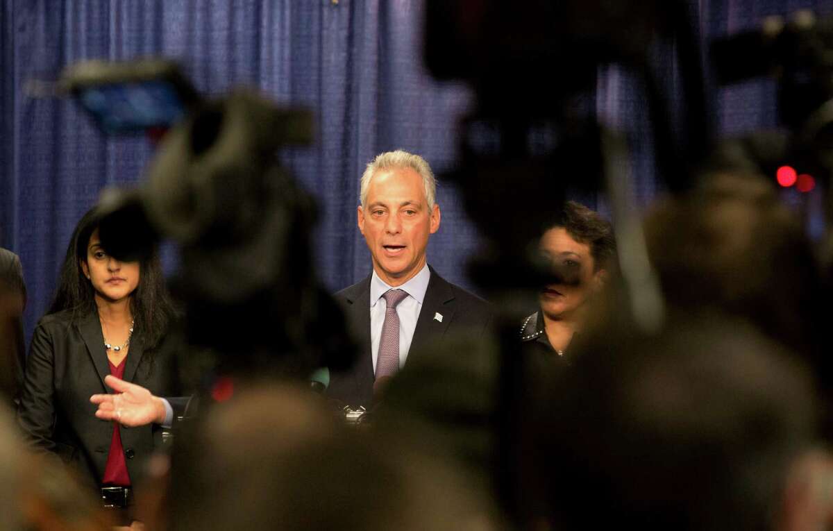 Chicago Mayor Rahm Emanuel answers questions during a news conference Friday, Jan. 13, 2017, in Chicago. The U.S. Justice Department issued a scathing report on civil rights abuses by Chicago's police department over the years. The report released Friday alleges that institutional Chicago Police Department problems have led to serious civil rights violations, including racial bias and a tendency to use excessive force. (AP Photo/Teresa Crawford)