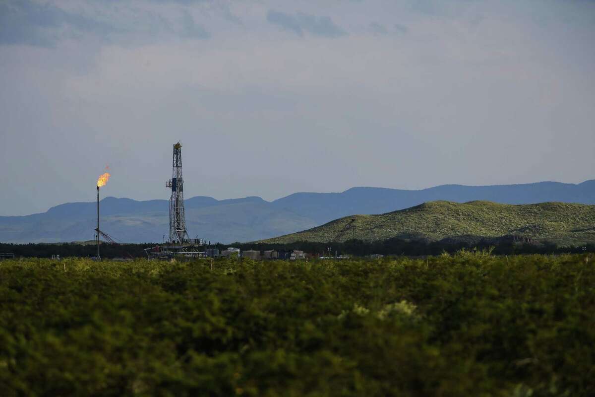 An Apache Corp. flare and drilling rig sit north of the Davis Mountains in Balmorhea, where the firm made a major oil find.A drilling rig sits north of the Davis Mountains in Balmorhea. Houston-based Apache Corp. recently announced the discovery of an estimated 15 billion barrels of oil and gas in the area and plans to drill on the 350,000 acres surrounding the town. If the field lives up to its billing, it could catapult Apache back to the top echelon of American independent oil producers.