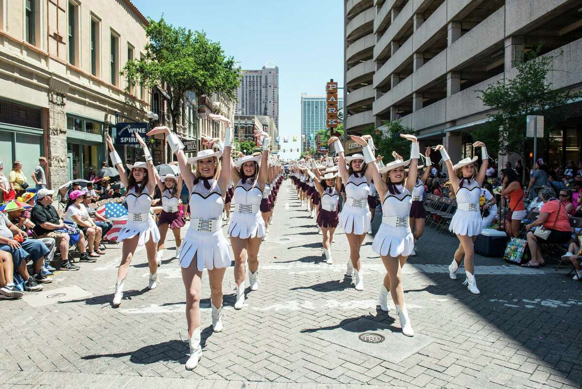 Members of the Texas State Strutters are seen here marching during the Battle of Flowers parade in San Antonio last year. The group will participate in the traditional inaugural parade in Washington D.C., on Friday.