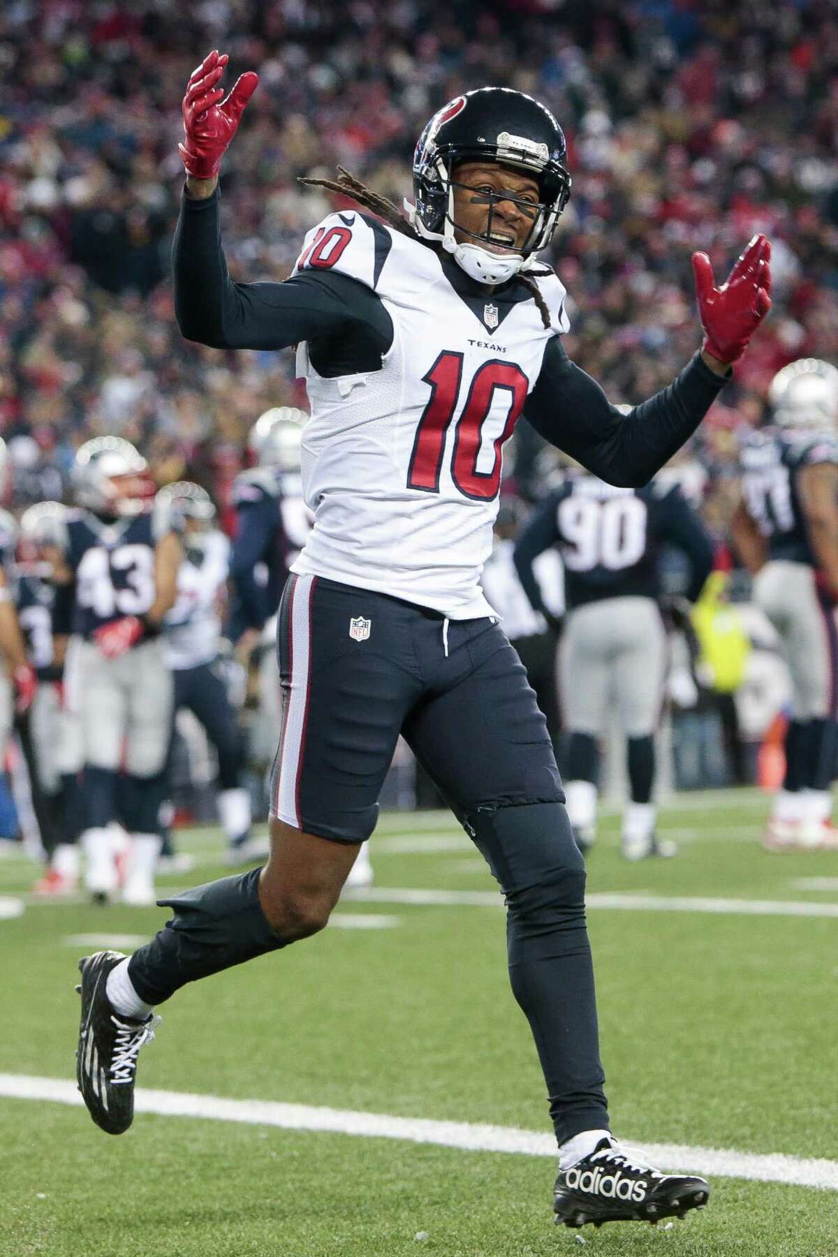 WIDE RECEIVERS The erratic play of Brock Osweiler contributed heavily to DeAndre Hopkins’ catches falling from 111 to 78, yards from 1,521 to 954 and touchdowns from 11 to four. Counting playoffs, 10 of his 18 interceptions came when he was targeting Hopkins, who’s expected to sign an extension. The Texans decided to go young at receiver, and they paid a price. Will Fuller had 47 catches for 635 yards and two touchdowns. He also had too many drops. Braxton Miller’s rookie season was a learning experience, ending prematurely on injured reserve. He’ll get better because he played receiver only one season in college. At least statistically, Keith Mumphery didn’t show much improvement in his second season. Fuller and Miller should improve in their second seasons, but they might want to sign a veteran to add to this mix. Secure: Hopkins, Fuller, Miller On the bubble: Mumphery, Jaelen Strong, Wendall Williams Free agents: None
