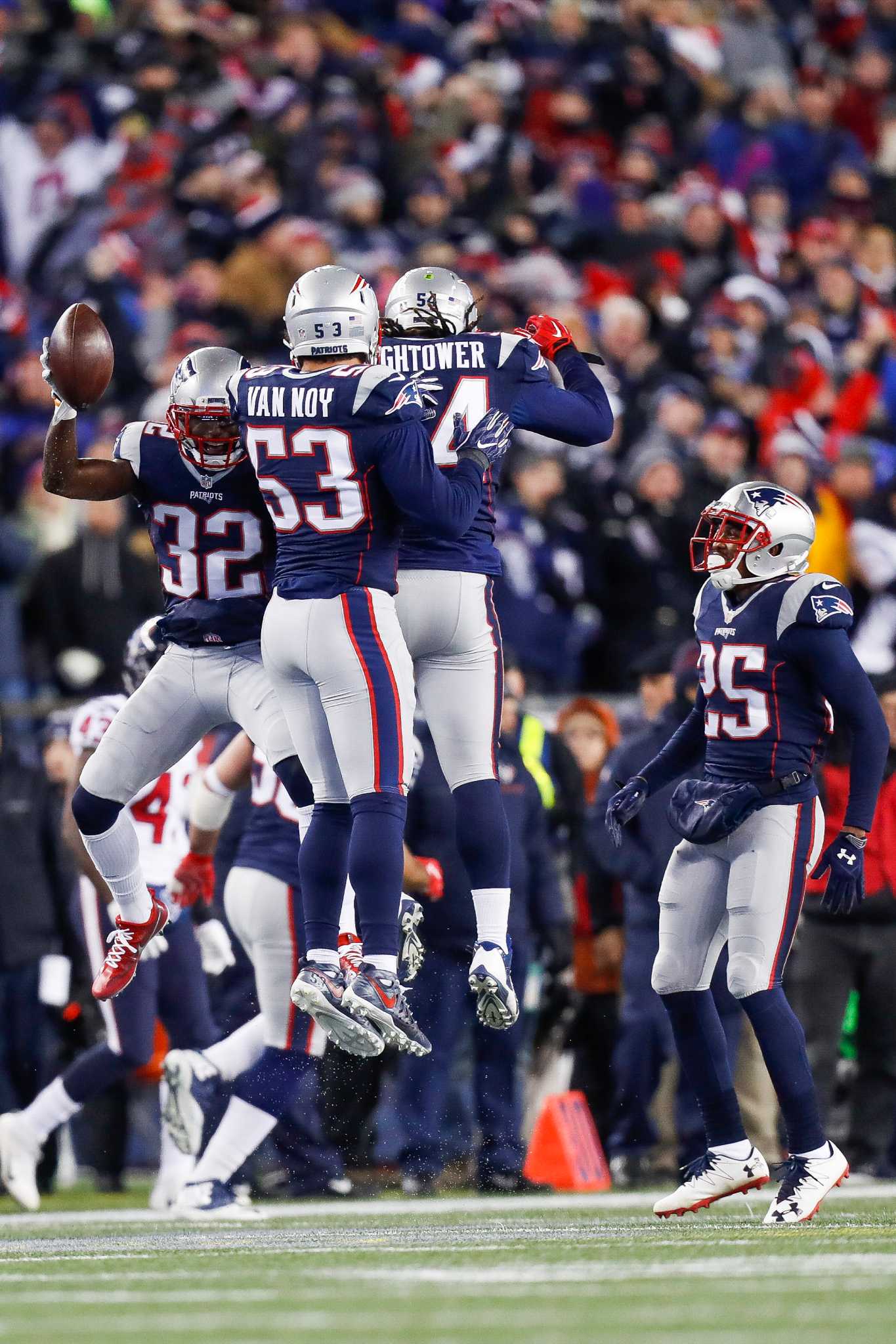 New England Patriots safety Patrick Chung (23) and linebacker Shea