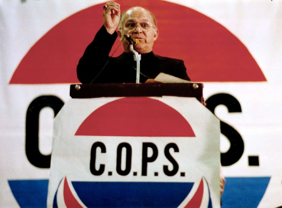 Archbishop Patrick Flores was the key note speaker at the C.O.P.S. convention on Jan.25, 1988 and talked about the homeless in San Antonio.