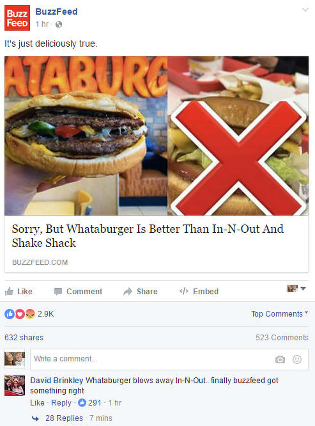 It's official. Whataburger has been dubbed the winner of taste over In-N-Out and Shake Shack, according to BuzzFeed. 