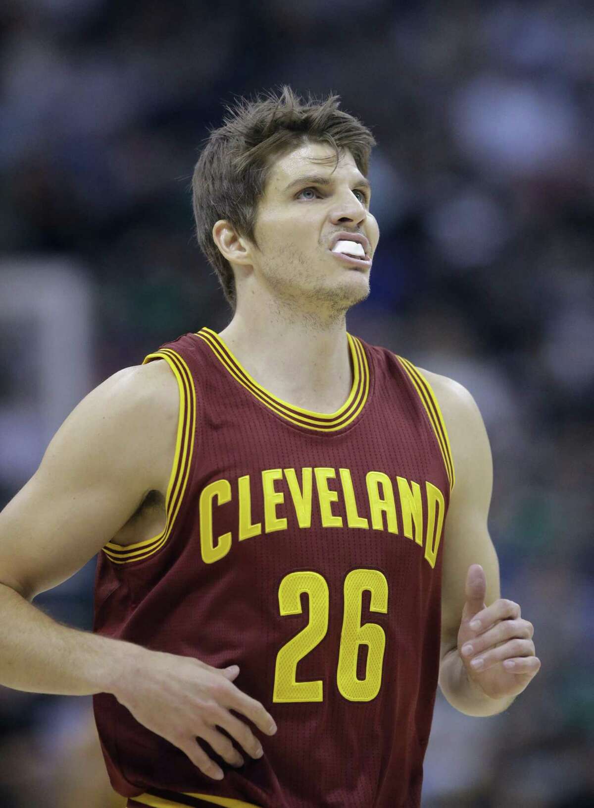 Cleveland Cavaliers guard Kyle Korver runs up court in the first half during against the Utah Jazz on Jan. 10, 2017, in Salt Lake City.