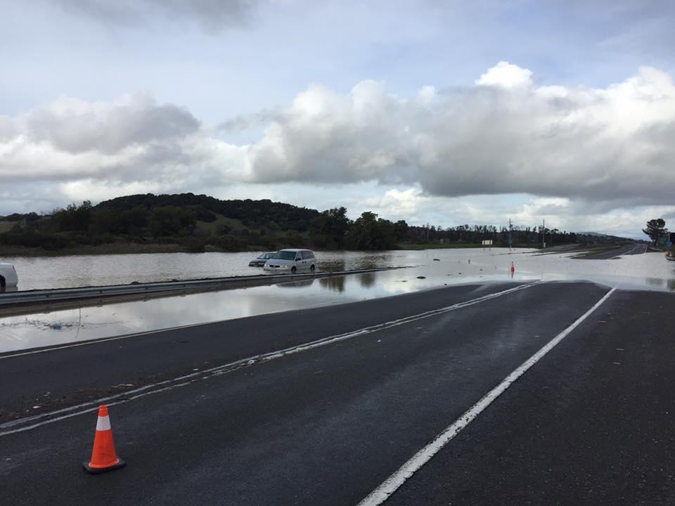 Highway 37 closed in Novato due to flooding