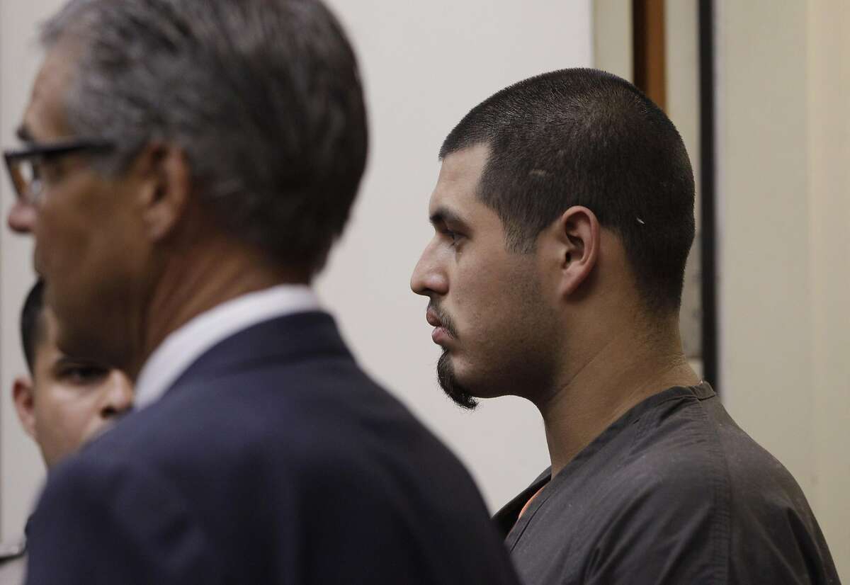 Antolin Garcia-Torres, right, appears with unidentified attorney in a Santa Clara County courtroom in San Jose, Calif., for his second court appearance Thursday, May 31, 2012. He is accused of the kidnapping and murder of 15-year-old Sierra Lamar in Morgan Hill, Calif. She was last seen on March 16, 2012. (AP Photo/Paul Sakuma)