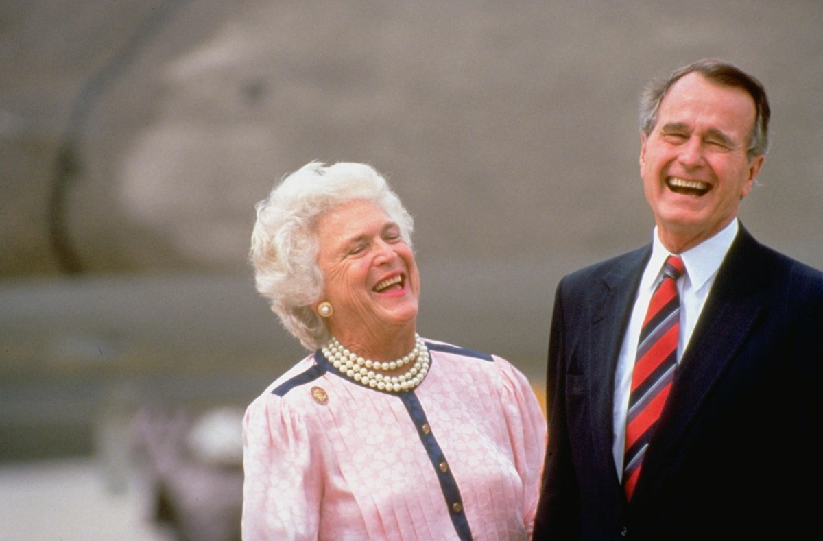 FILE — Barbara Bush with her husband, George H.W. Bush, then a presidential candidate, at the Republican National Convention. (Photo by Diana Walker//Time Life Pictures/Getty Images)
