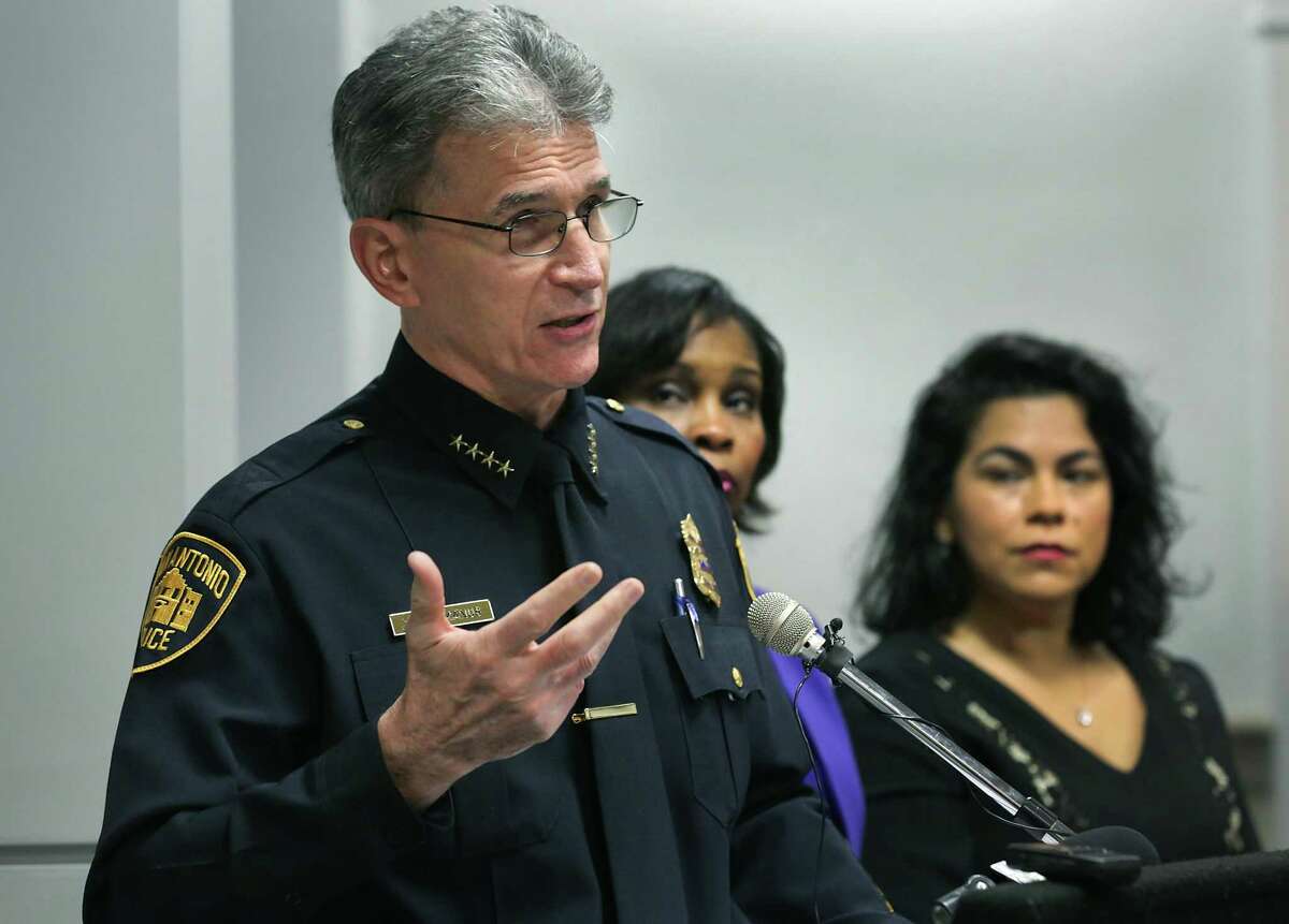San Antonio Police Chief William McManus announces the formation of a Violent Crime Task Force during a City Council committee meeting on Wednesday, Jan. 18, 2017. McManus announced Tuesday that violent crime, which includes homicides, rape, robberies and aggravated assault, has decreased 23 percent as of mid-April — due in part to the work of the task force.