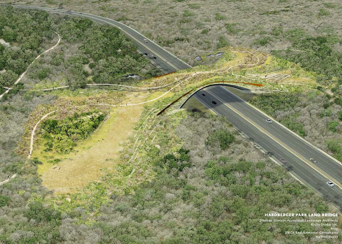 An undated rendering by Stephen Stimson Associates Landscape Architects shows what the Phil Hardberger Park Conservancy envisions as a bridge across Wurzbach Parkway to connect both sides of Hardberger Park. City Council voted to include $13 million for the land bridge in the upcoming 2017 bond.