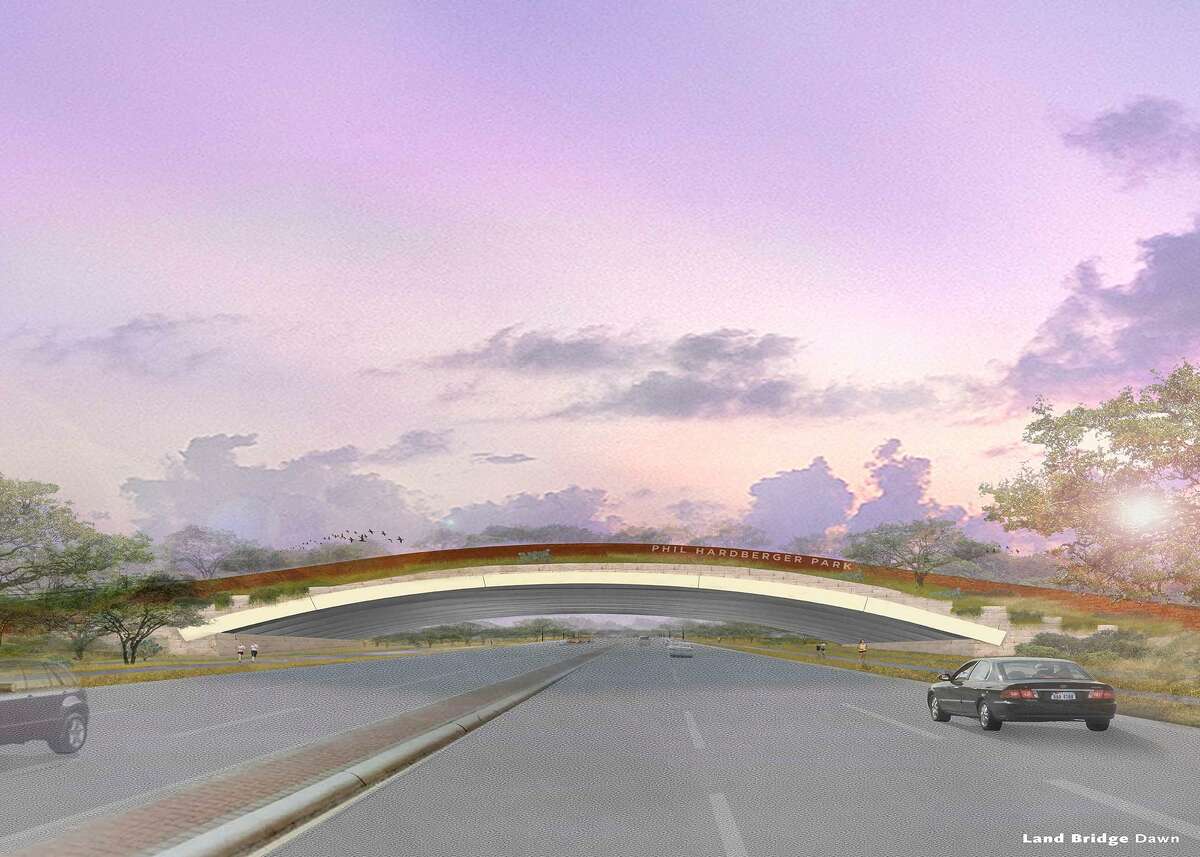 An undated rendering by Stephen Stimson Associates Landscape Architects shows a possible design for a land bridge connecting both sides of Hardberger Park. City Council voted Jan. 19, 2017 to include $13 million for the land bridge in the 2017 bond. The bond goes to voters May 6, 2017.