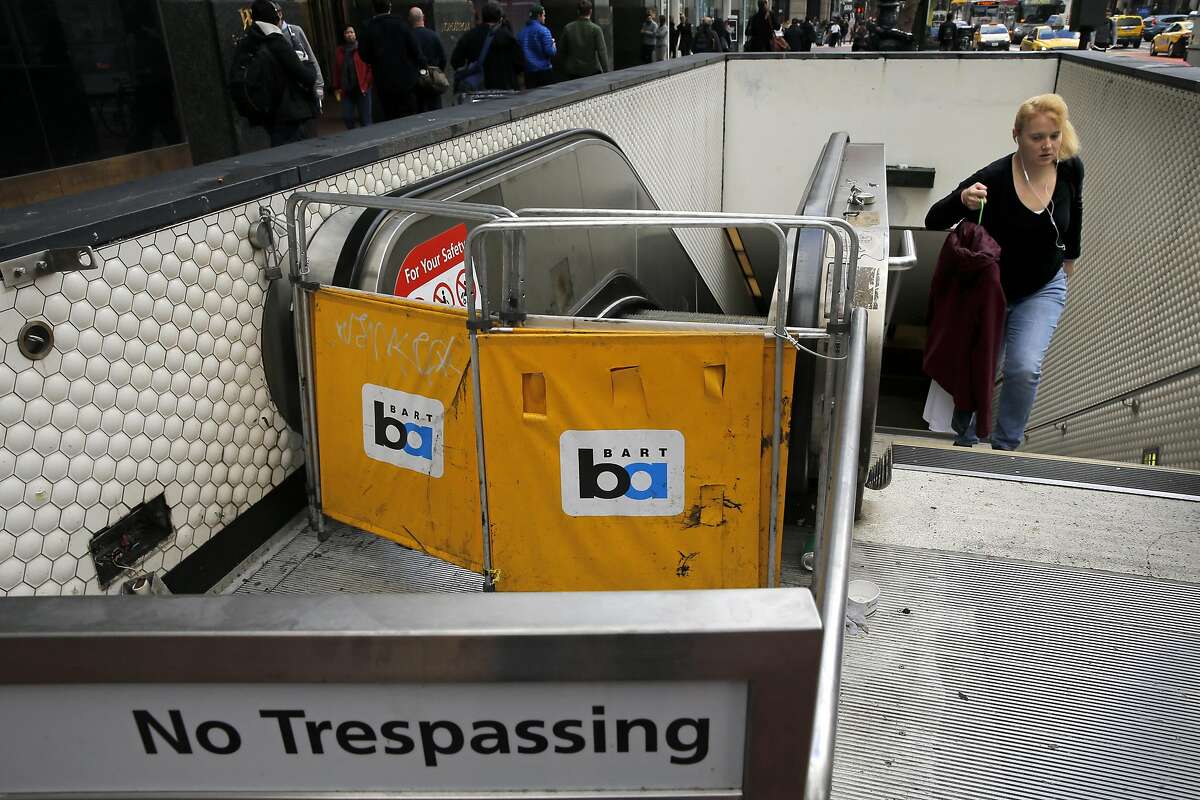 An escalator under repair at the Power St. BART station in San Francisco , Ca., on Thursday Jan. 19, 2017.