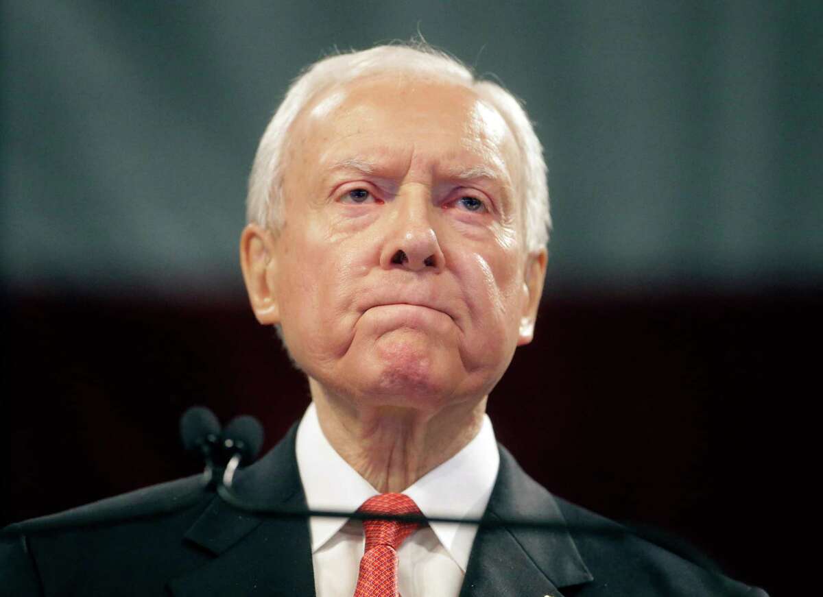 FILE - This April 23, 2016, file photo, Sen. Orrin Hatch, R-Utah, speaks during the Utah Republican Party 2016 convention in Salt Lake City. Utah's Republican senators, Hatch and Mike Lee, vowed to work with the Trump administration to get the Bears Ears National Monument repealed. On Thursday, Dec. 29, 2016, state elected officials and county commissioners blasted federal officials at a protest in the small city of Monticello, Utah, declaring that the monument shows the Obama administration ignores the wishes of Utah residents. (AP Photo/Rick Bowmer, File)