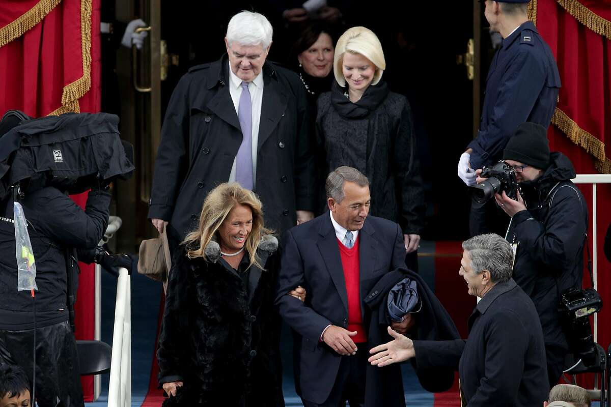 Newt Gingrich (L) and former Speaker of the House John Boehner arrive with their wives on the West Front of the U.S. Capitol on January 20, 2017 in Washington, DC. In today's inauguration ceremony Donald J. Trump becomes the 45th president of the United States. (Photo by Alex Wong/Getty Images)