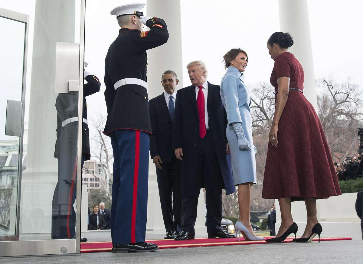 President Barack Obama and First Lady Michelle Obama welcome President-elect Donald Trump and his wife Melania Trump to the White House prior to the inauguration in Washington, D.C. on January 20, 2017. Later today Donald Trump will be sworn-in as the 45th President. (Photo by Kevin Dietsch-Pool/Getty Images)
