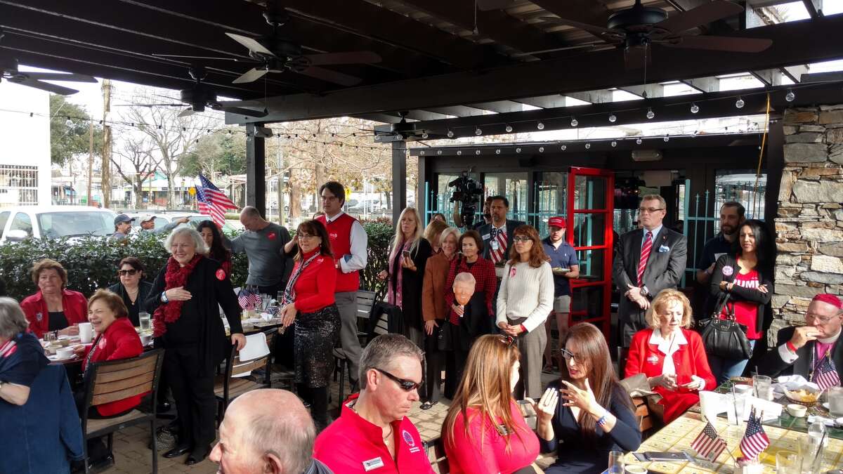 Harris County Republicans gather at Ninfa's on Navigation for the swearing-in of Donald Trump as president on Jan. 20, 2017.
