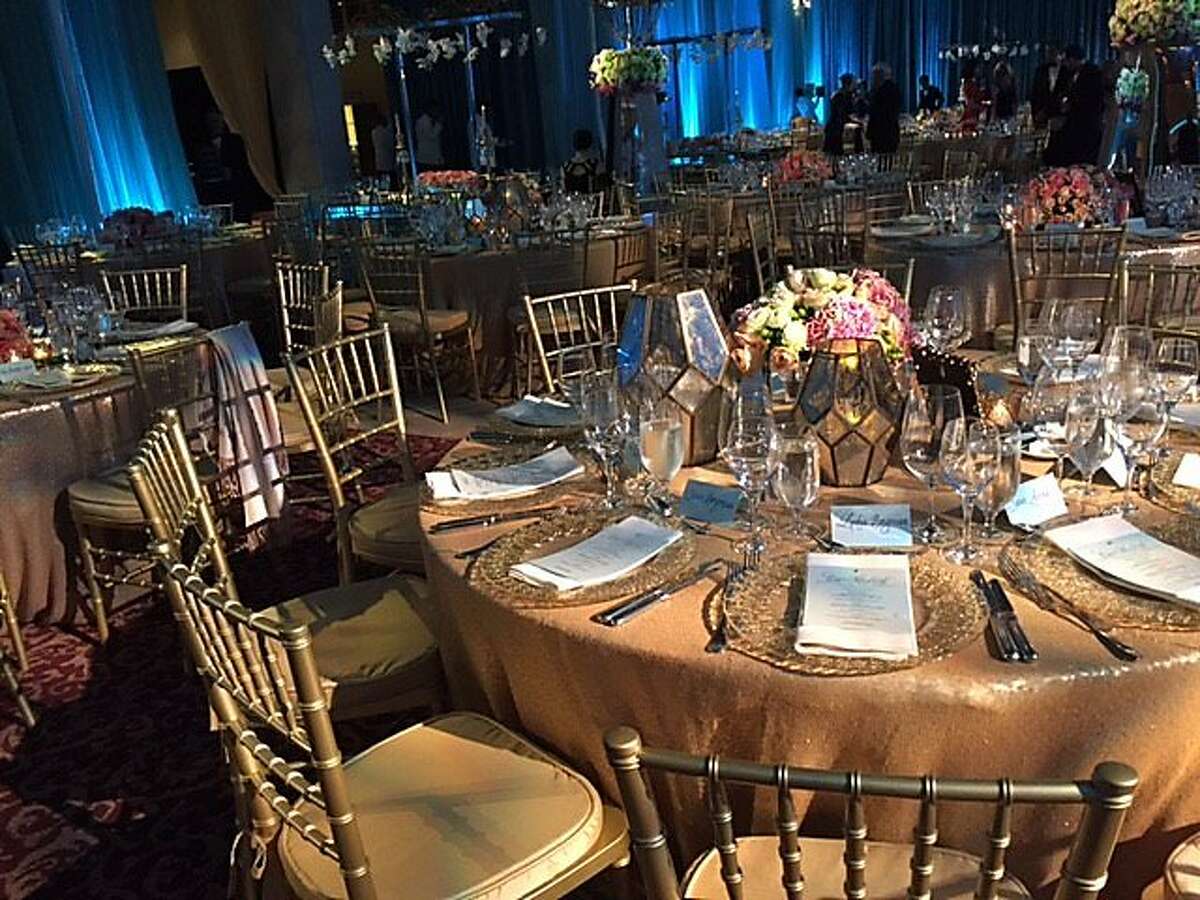 Table settings in North Light Court at Ballet gala