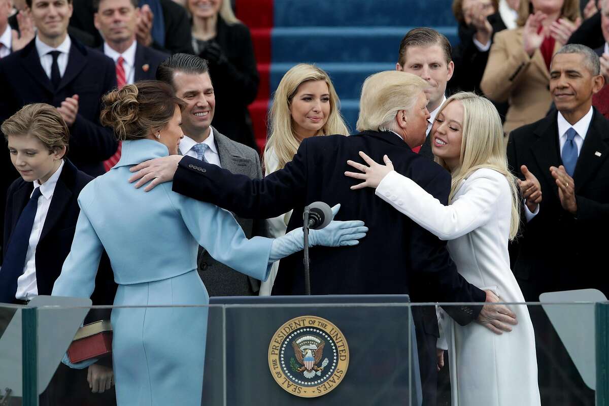 President Donald Trump kisses his daughter Tiffany Trump after his inauguration on the West Front of the U.S. Capitol on January 20, 2017 in Washington, DC. In today's inauguration ceremony Donald J. Trump becomes the 45th president of the United States.