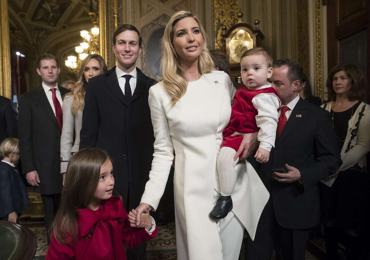 Ivanka Trump, with her husband Jared Kushner and their children, depart after her father President Donald Trump formally signed his cabinet nominations into law, in the President's Room of the Senate, at the Capitol in Washington, January 20, 2017.