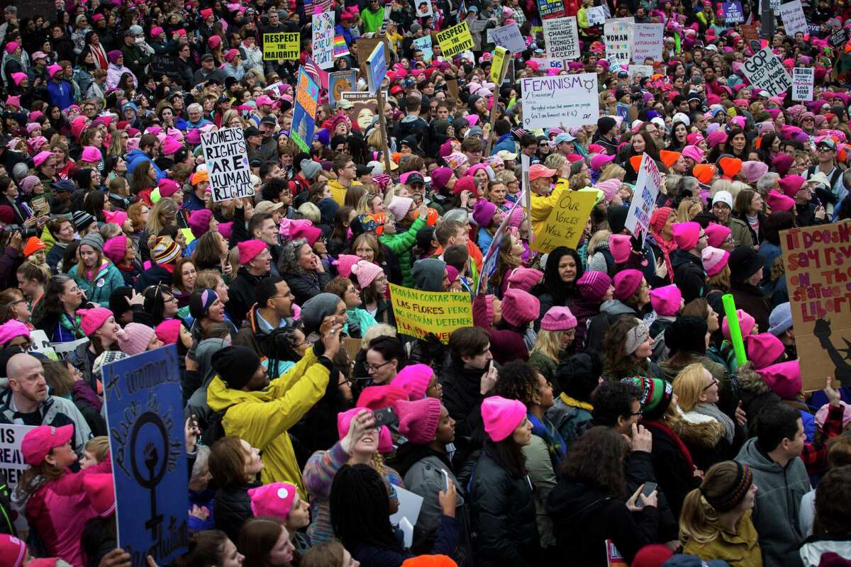 Millions of women in Washignton D.C. and other countries gathered to protest the inauguration of President Donald Trump the day before. Saturday, Jan. 21, 2017, in Washington D.C..