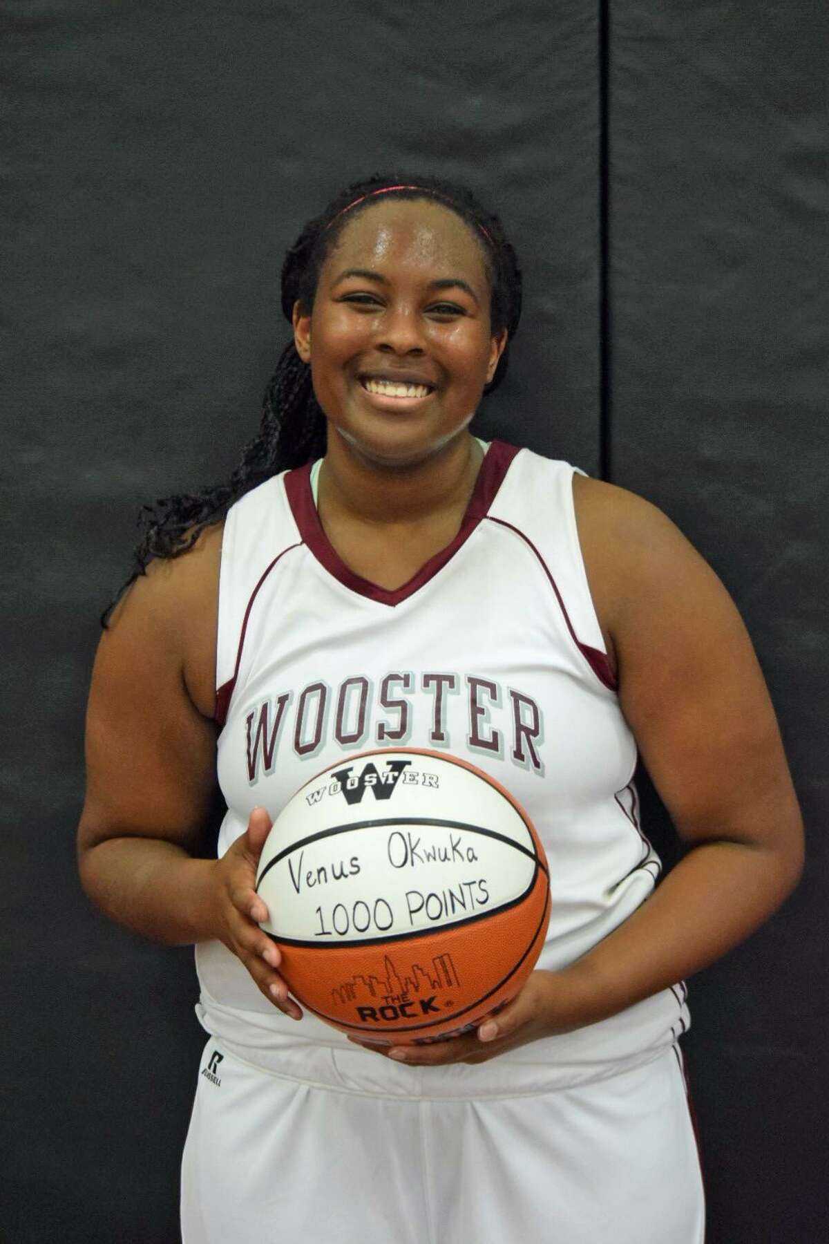 Wooster School girls basketball player Venus Okwuka scored her 1,000th career point Wednesday night in a 42-30 victory over Gunnery School. Okwuka finished with 22 points and needed eight to reach the milestone.January 20, 2016