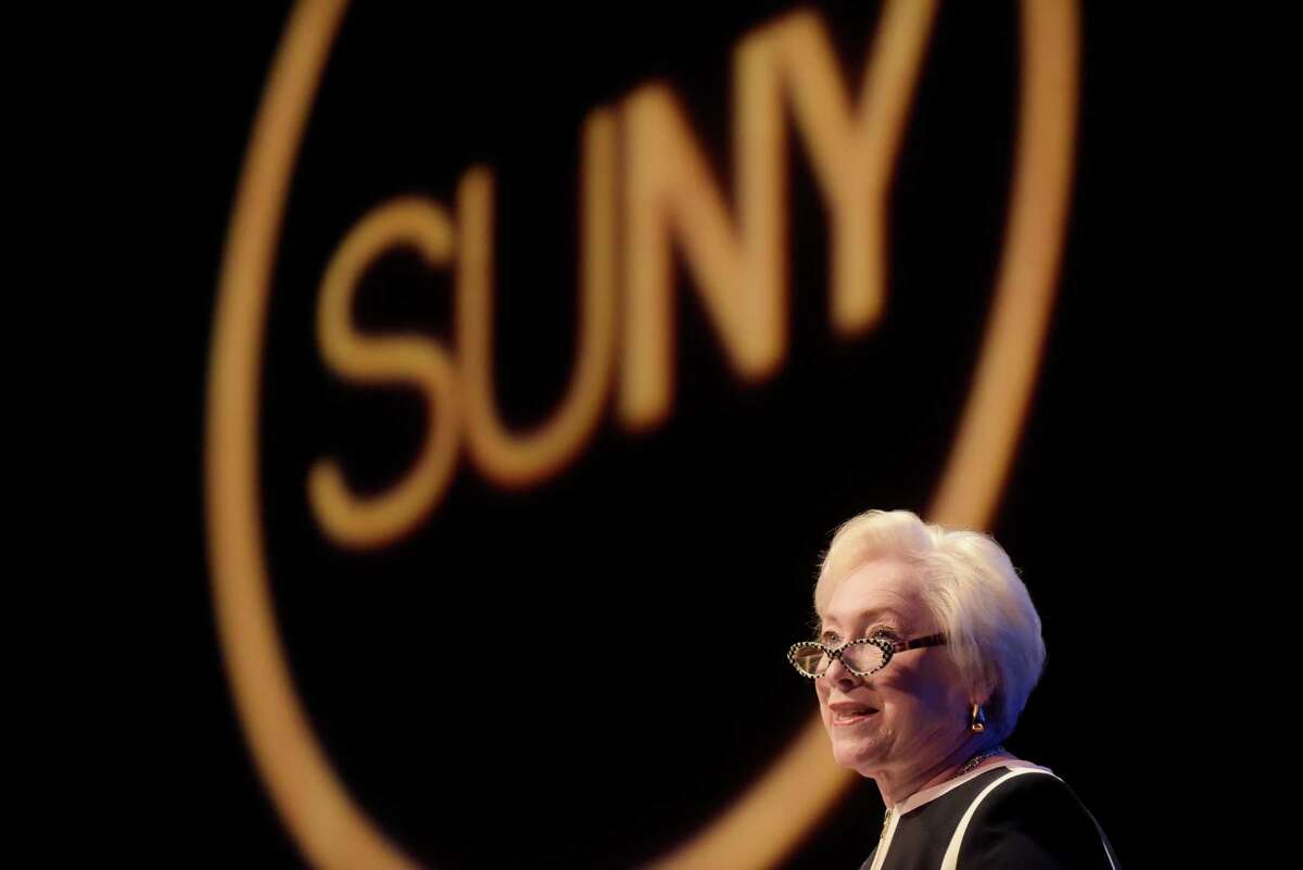 State University of New York Chancellor Nancy L. Zimpher delivers her last State of the University Address on Monday, Jan. 23, 2017, in Albany, N.Y. (Paul Buckowski / Times Union)