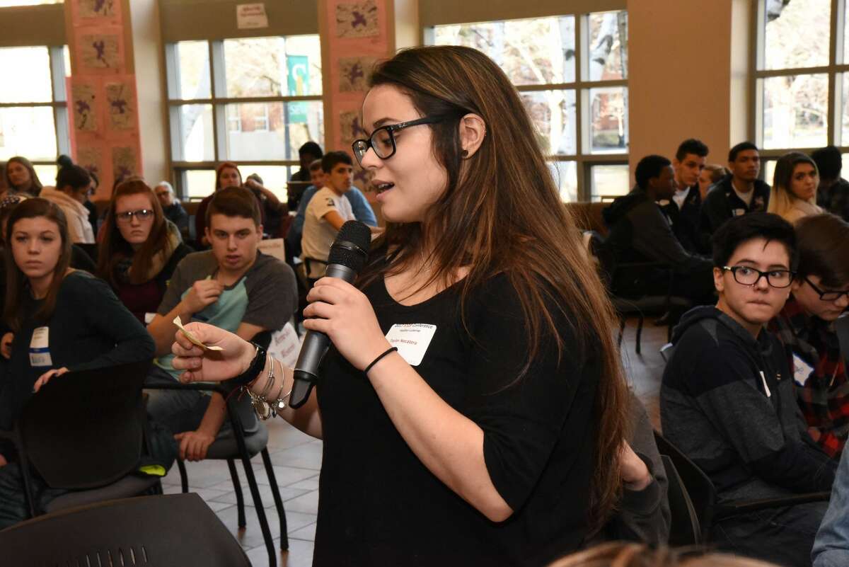 Were you Seen at the 13th Annual STOP Conference in the Sarazen Student Union on the Siena College campus in Loudonville on Friday, January 13, 2017? Siena College and the Anti-Defamation League’s A World of Difference Institute hosted 250 students from 30 area middle schools and high schools to talk about tolerance, diversity and respect, and how they can bring what the learned back to their schools. The conference also featured artwork and writing created by the students, and a reception was held Friday evening for the student artists and their families. This annual program is funded by the Golub Family Foundation.