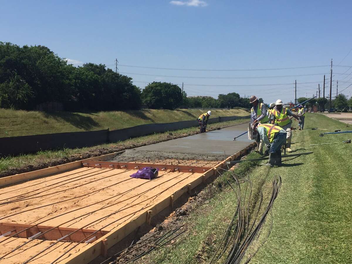 Construction is under way on a bike trail in the Westchase District that will connect to the Brays Bayou trail at Bellaire Boulevard.