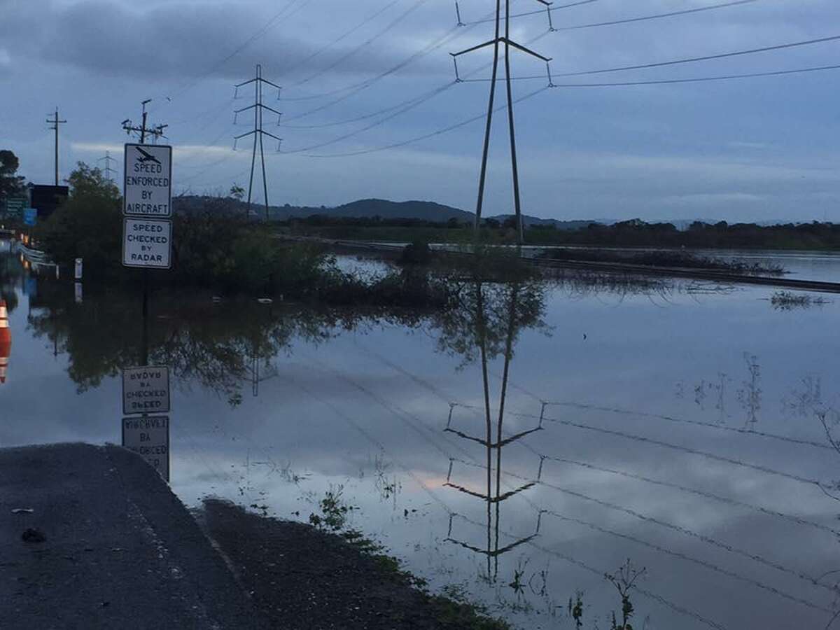 Highway 37 in Novato closed in both directions due to flooding