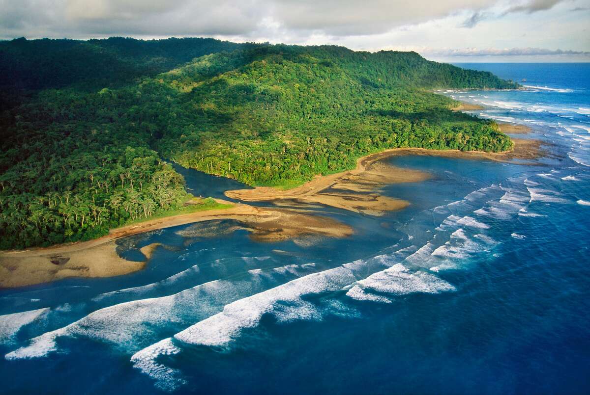 Rain forest coastline (aerial), Osa Peninsula, Corcovado National Park, Costa Rica