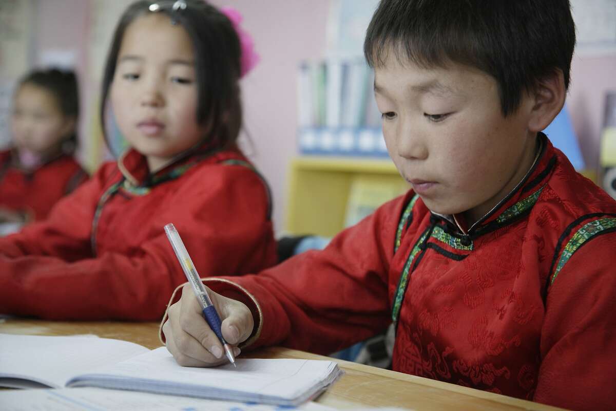 Mongolia, A School And Home For Orphans And Abandoned Children; Ulaan Baatar, Children In Class At Lotus Centre