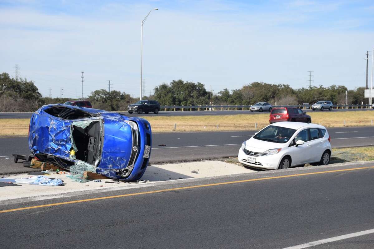Loop 1604 was shut down Tuesday afternoon, Jan. 24, 2017, after a speeding vehicle caused another driver to lose control of her car and flip on the highway multiple times.
