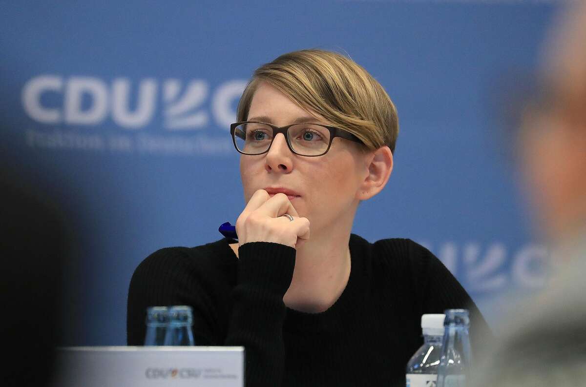 Eva-Maria Kirschsieper, head of public policy at Facebook Inc., pauses during a conference on combating political hate speech and fake news on social media, in Berlin, Germany, on Wednesday, Jan. 18, 2017. Chancellor Angela Merkel's government plans to fine social media networks such as Facebook Inc. and Twitter Inc. if they fail to combat hate speech, as German officials accuse media companies of being too slow to take action. Photographer: Krisztian Bocsi/Bloomberg