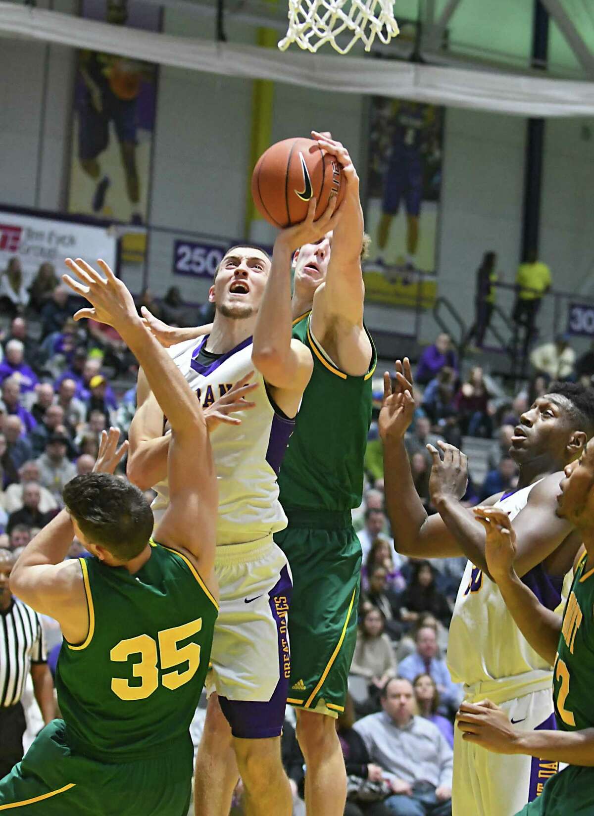 University at Albany's Joe Cremo drives to the basket during a basketball game against Vermont at the SEFCU Arena on Wednesday, Jan. 25, 2017 in Albany, N.Y. (Lori Van Buren / Times Union)